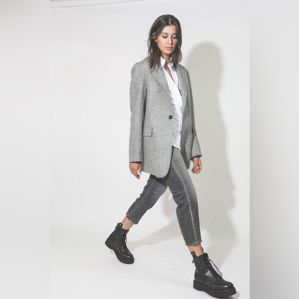 HARVE BENARD HOLTZMAN Gray Wool Blazer Coat Single Button Relaxed Fit Vintage 8